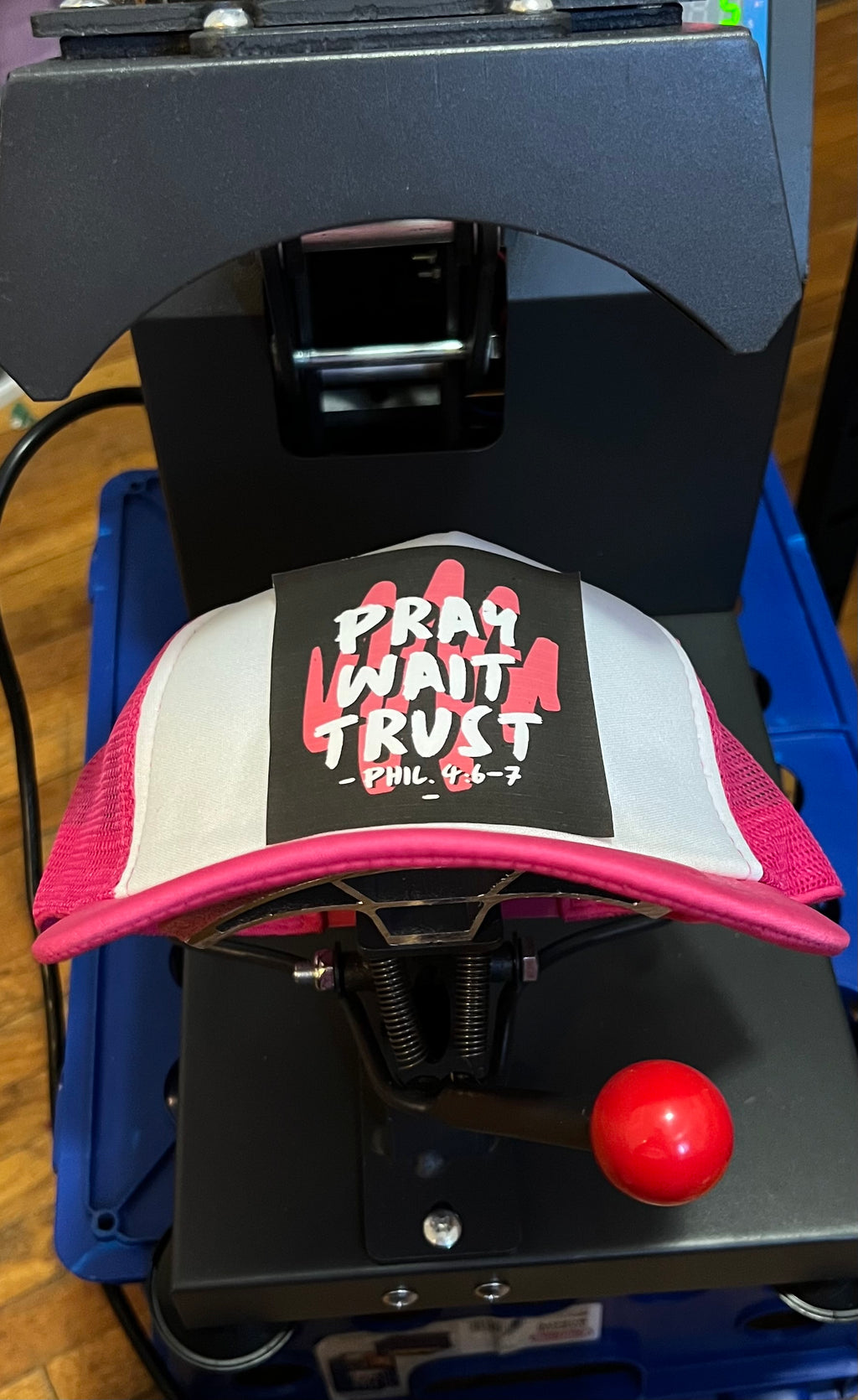 Pray wait trust hat